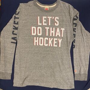 Homage NHL Columbus Blue Jackets Hockey Long Sleeve Gray Adult Shirt Size XL